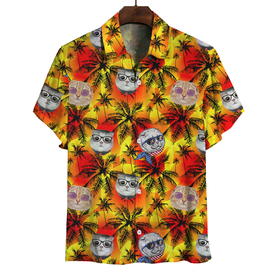 Chemise de chat pliée écossaise hawaïenne Aloha V1