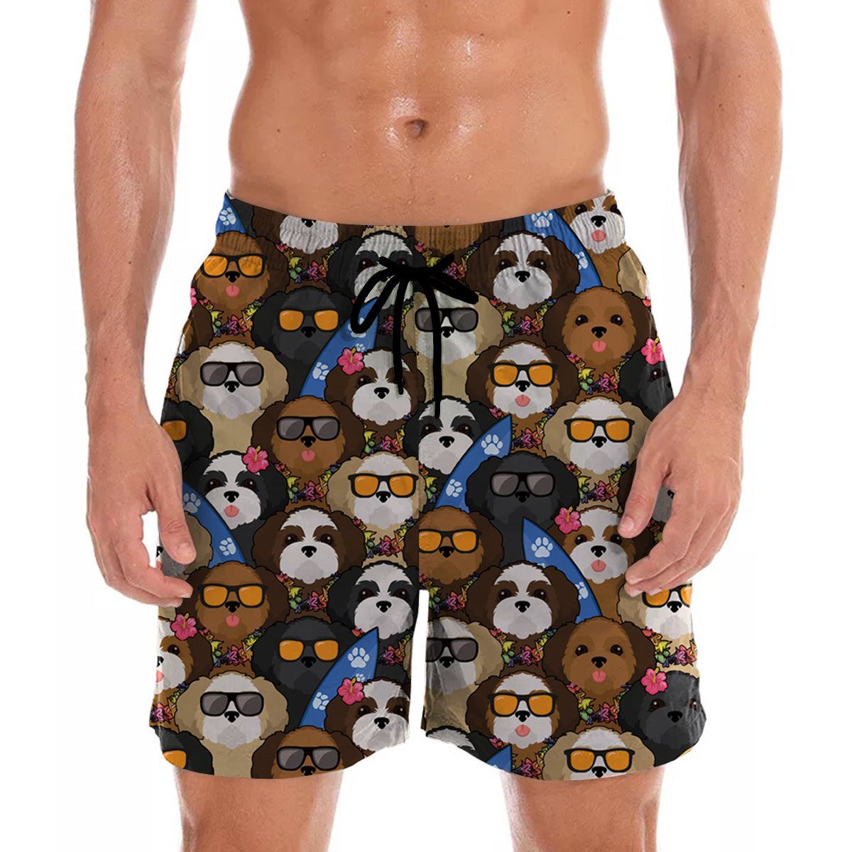 Aloha Hawaiian Shih Tzu Shorts V4