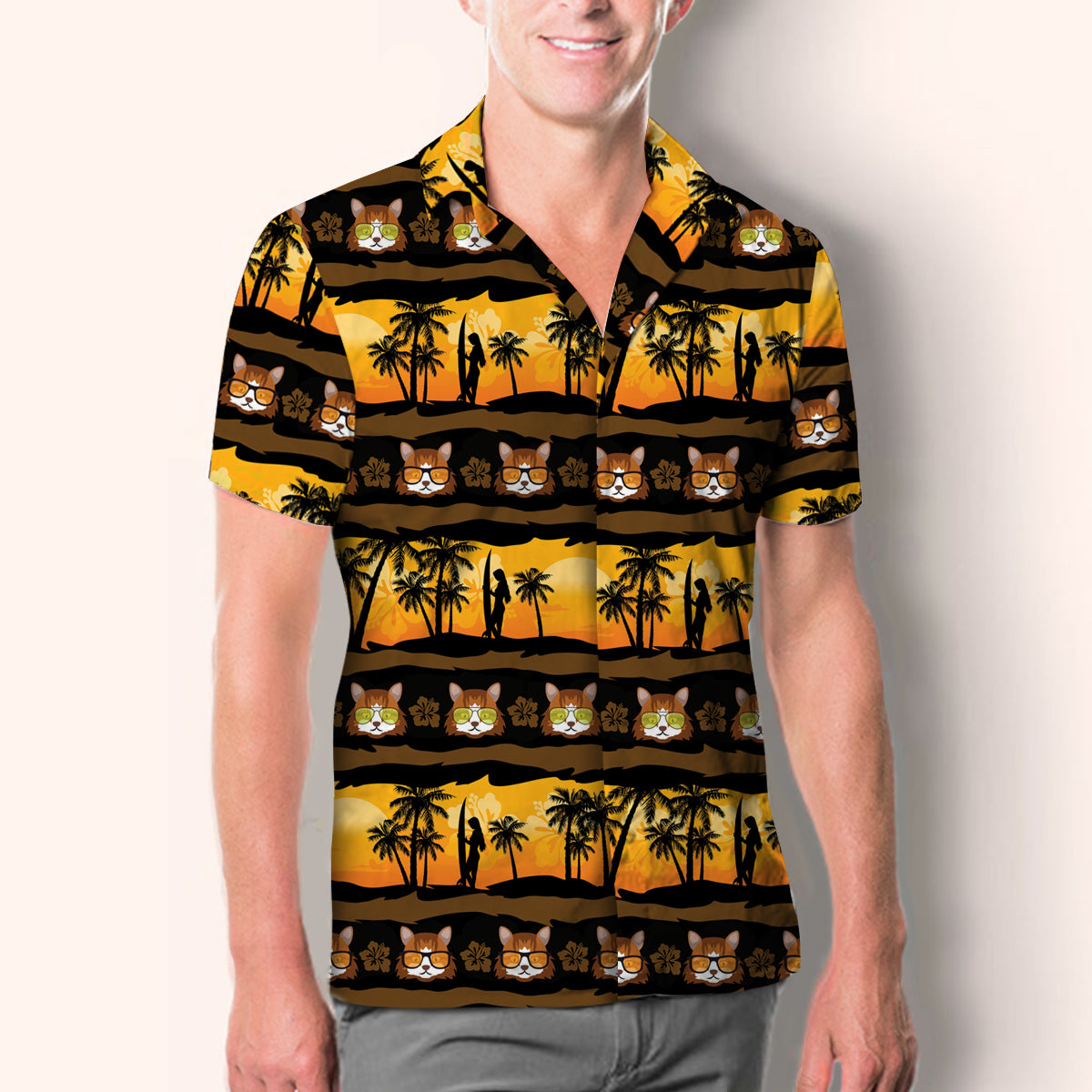Aloha Hawaiian Siberian Cat Shirt V2