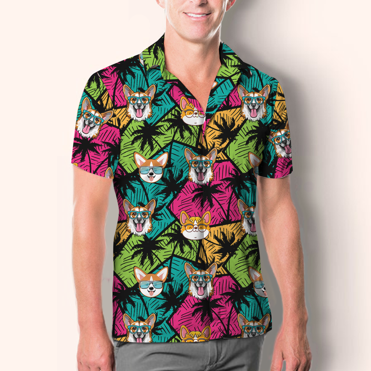 Aloha Hawaiian Welsh Corgi Shirt V1