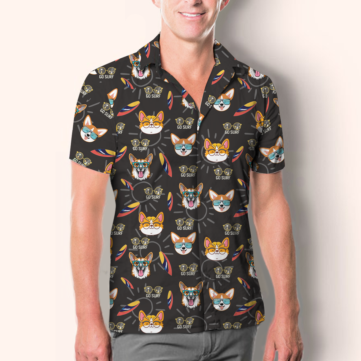 Aloha Hawaiian Welsh Corgi Shirt V2