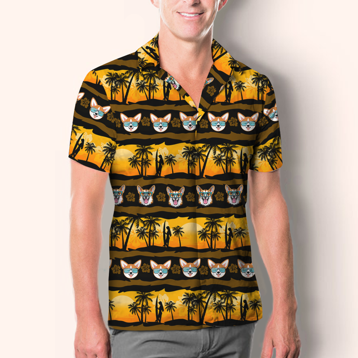 Aloha Hawaiian Welsh Corgi Shirt V3