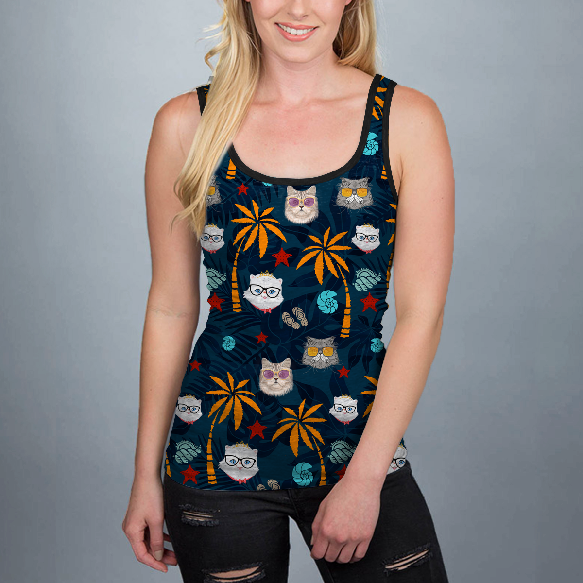 Aloha Hawaiian Persian Cat Tank Top V3