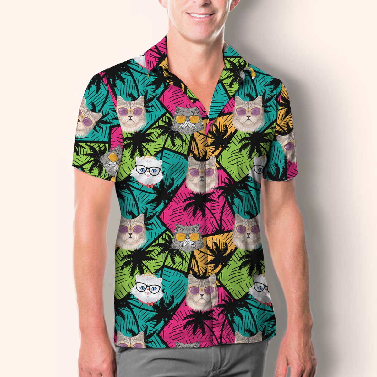 Chemise chat persan hawaïen Aloha V1