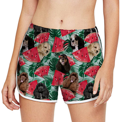 American Cocker Spaniel - Bunte Damen-Laufshorts V3