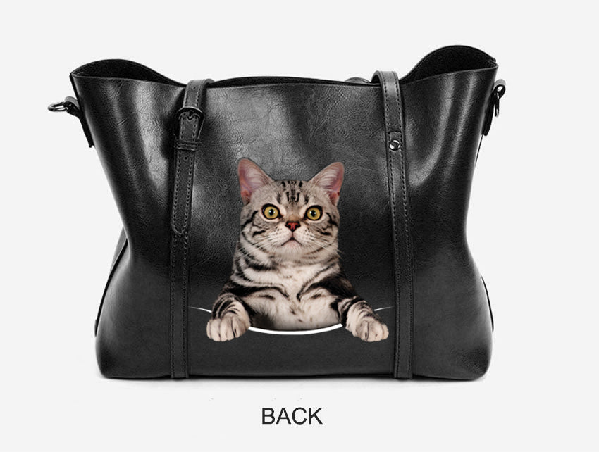 Einzigartige Handtasche mit amerikanischer Kurzhaarkatze V1