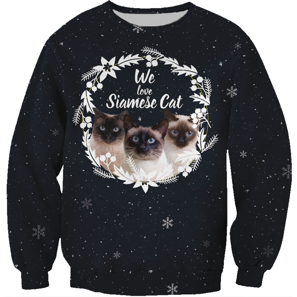 Herbst-Winter Siamkatzen-Sweatshirt V1