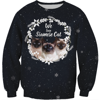 Herbst-Winter Siamkatzen-Sweatshirt V1