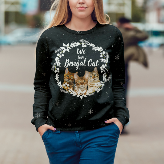 Herbst-Winter-Sweatshirt mit Bengalkatze V2
