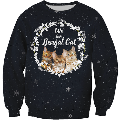 Herbst-Winter-Sweatshirt mit Bengalkatze V2