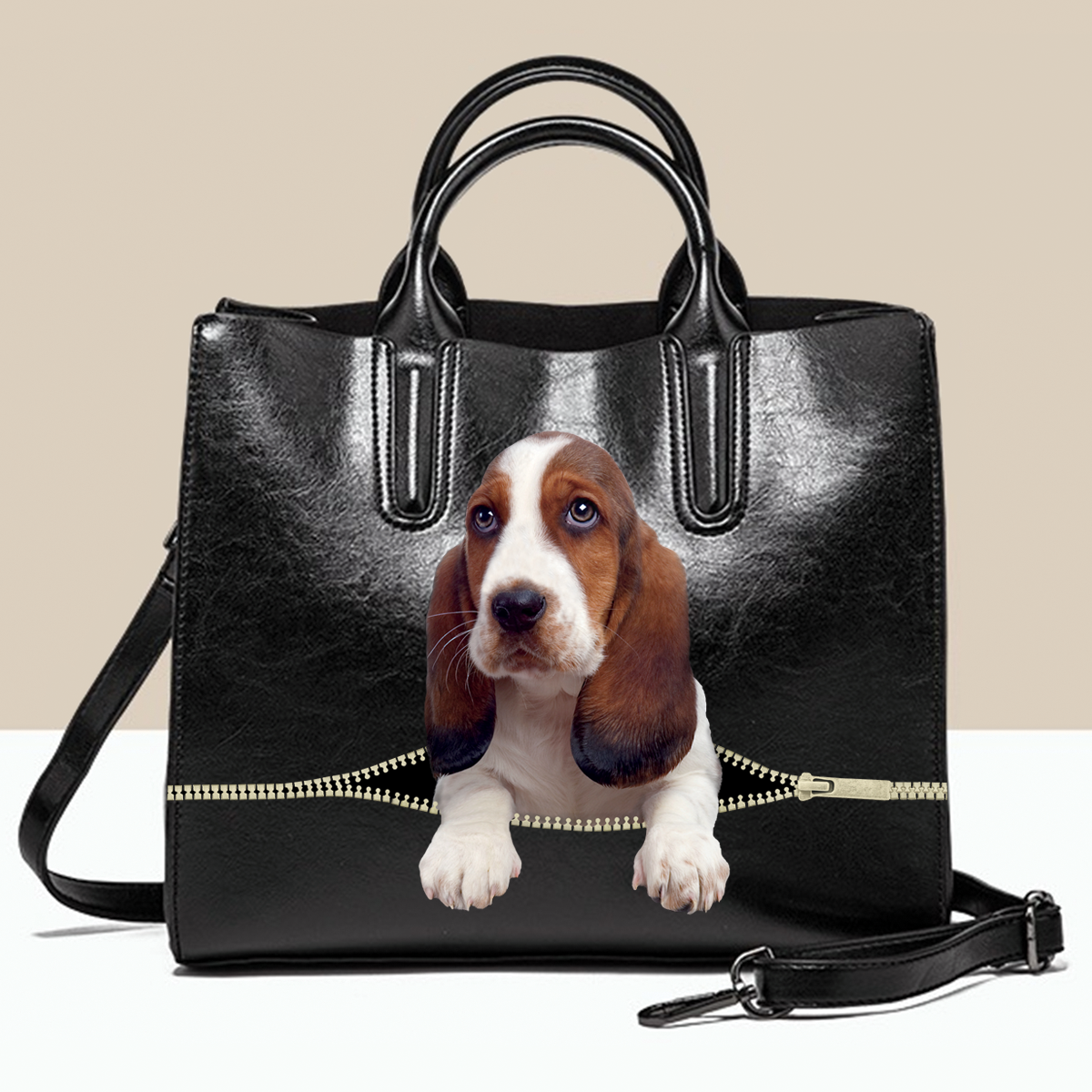 Basset Hound Luxury Handbag V1