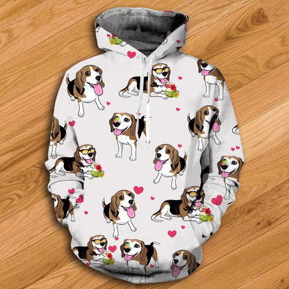 Heart And Beagle Hoodie - All Over