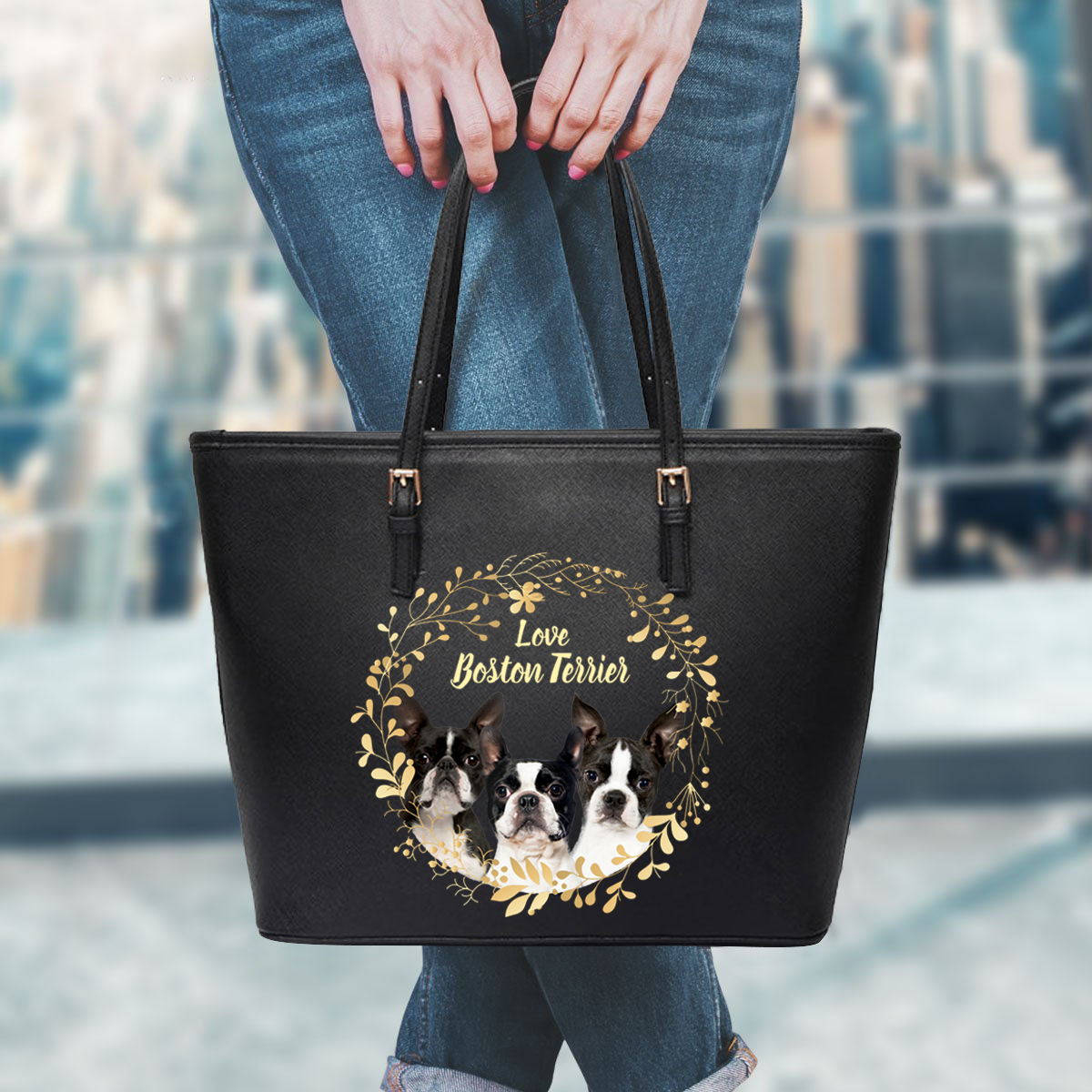 Beautiful Wreath - Boston Terrier Tote Bag V1