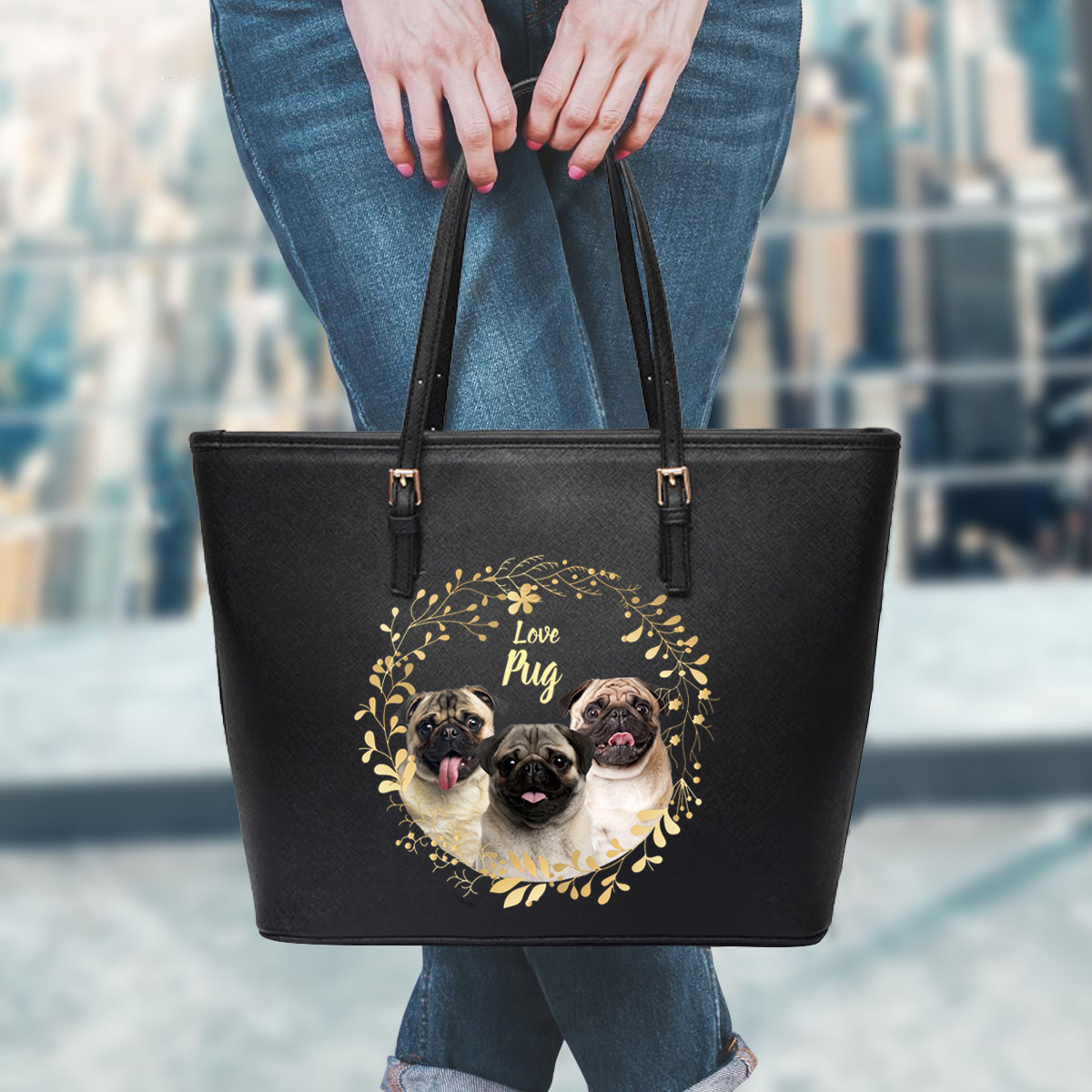 Beautiful Wreath - Pug Tote Bag V1