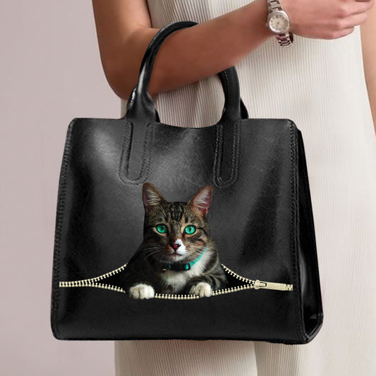 Beau sac à main de luxe chat aux yeux verts V1