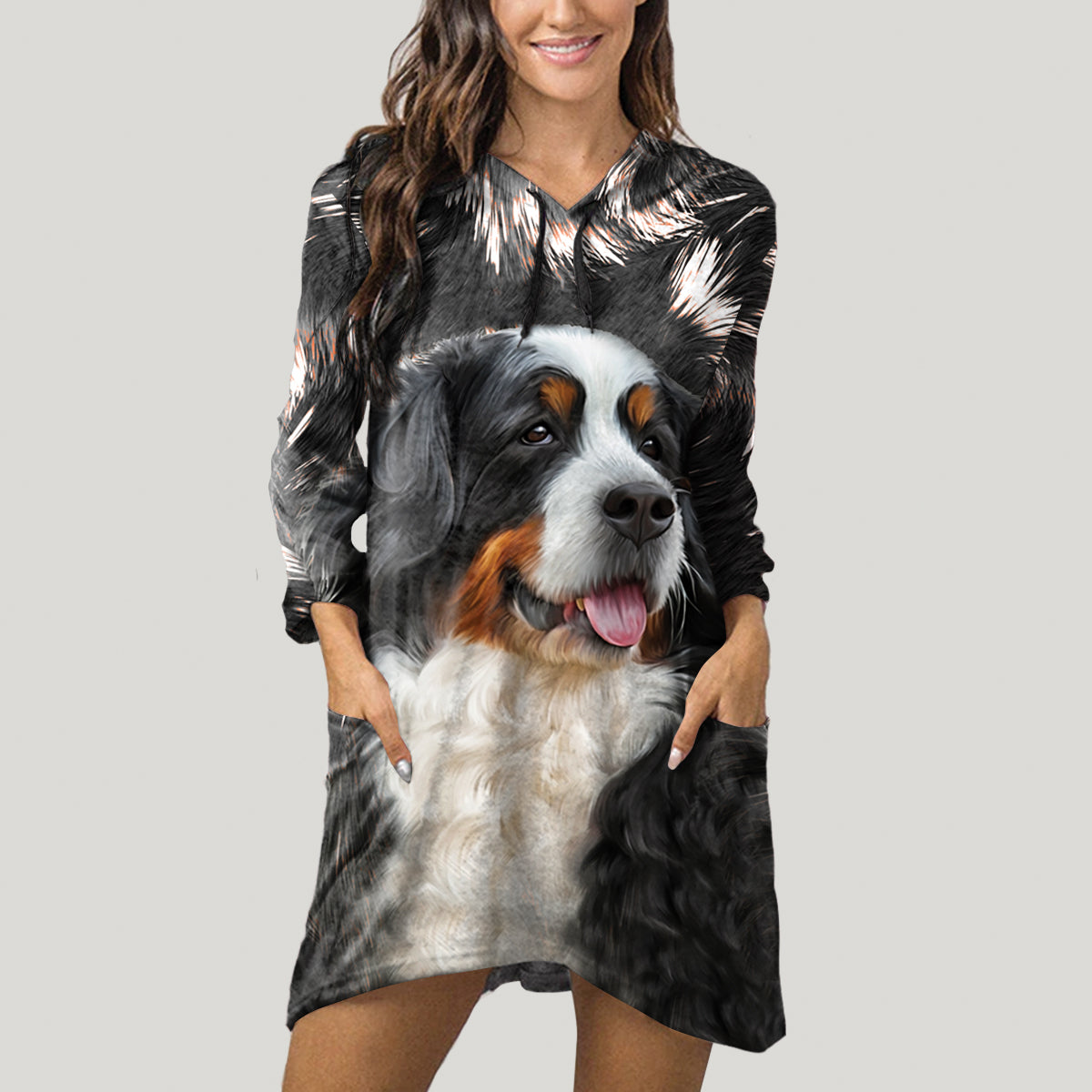 Bernese Mountain Mom - Hoodie With Ears V1