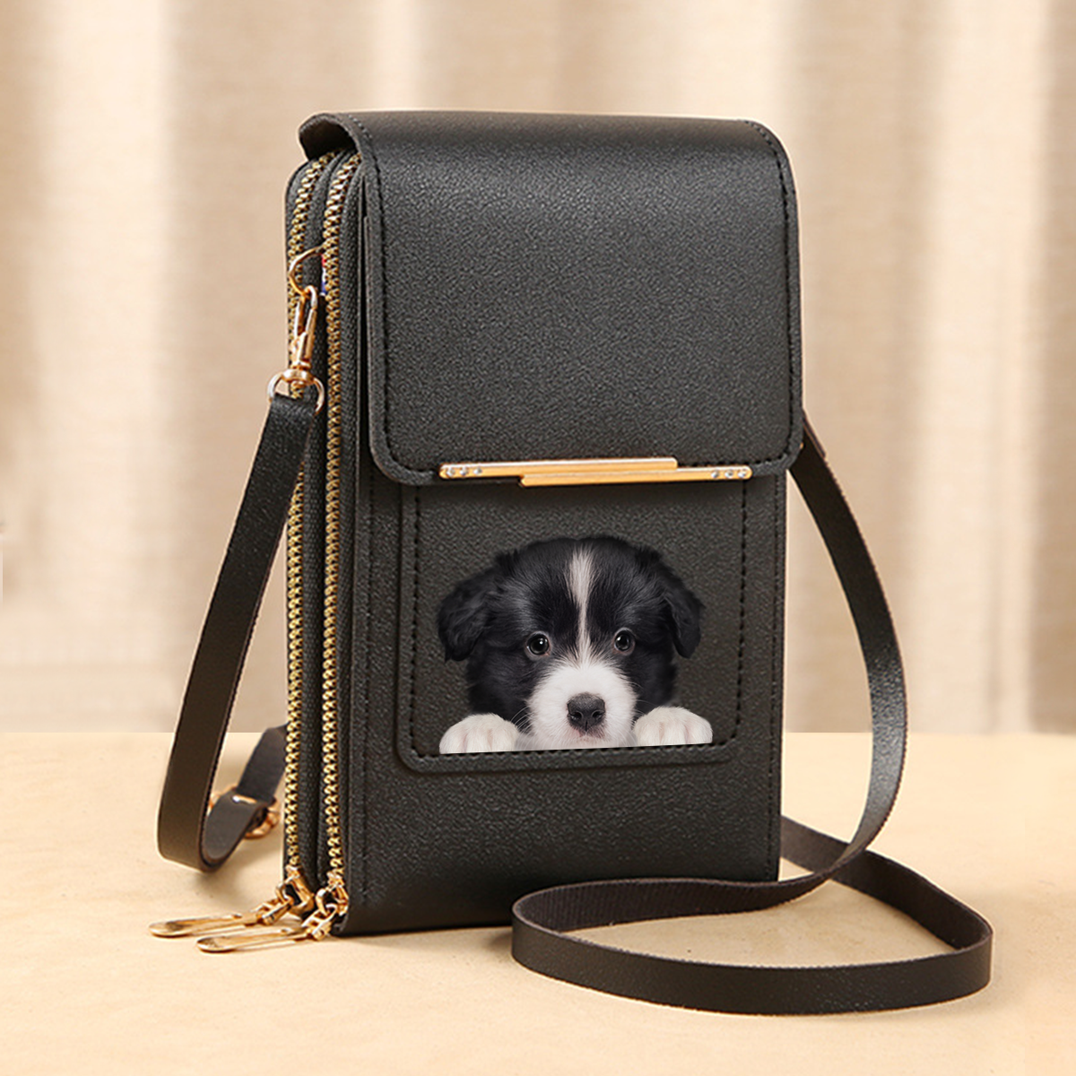 Border Collie - Touch Screen Phone Wallet Case Crossbody Purse V1