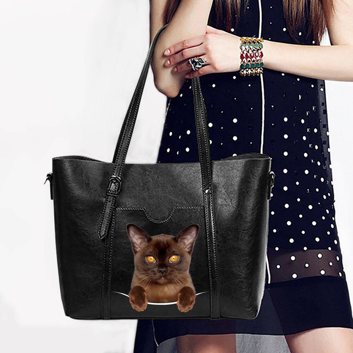 Einzigartige Handtasche mit Burma-Katze V1
