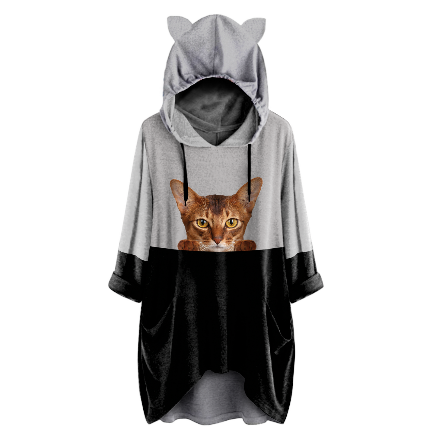 Kannst du mich jetzt sehen - Abessinier-Katzen-Hoodie mit Ohren V1