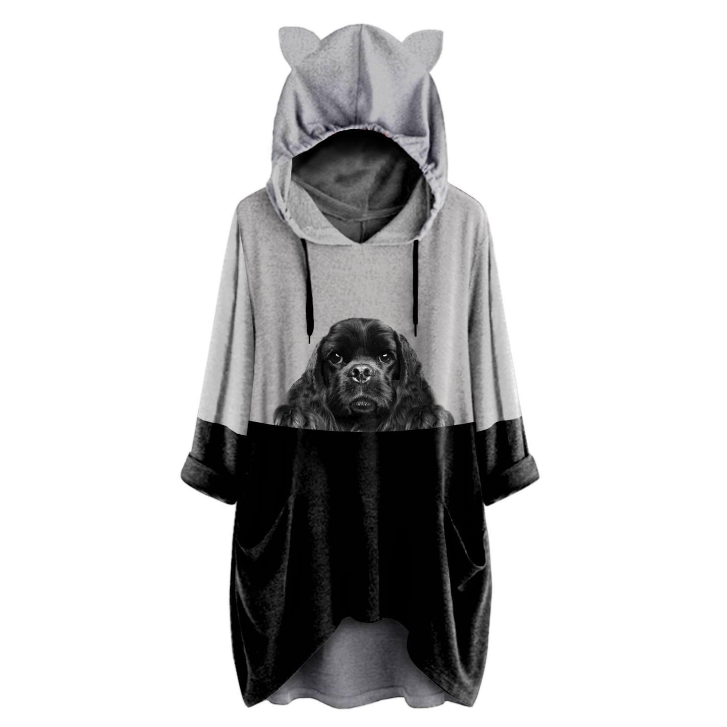 Kannst du mich jetzt sehen - American Cocker Spaniel Hoodie mit Ohren V1