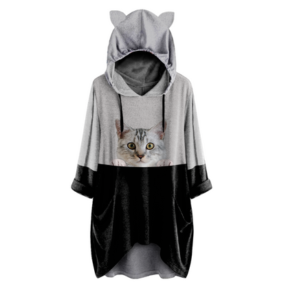Can You See Me Now - American Shorthair Cat Hoodie With Ears V1