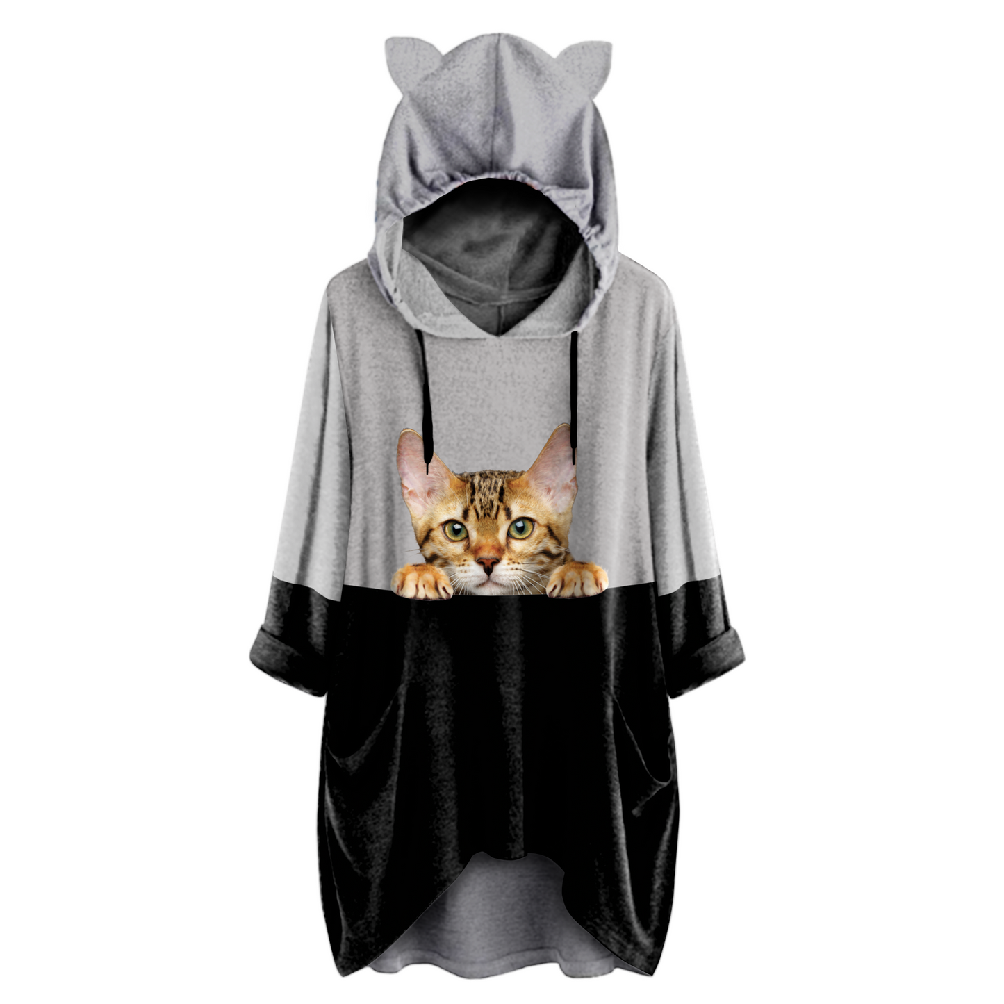 Can You See Me Now - Bengal Cat Hoodie With Ears V1