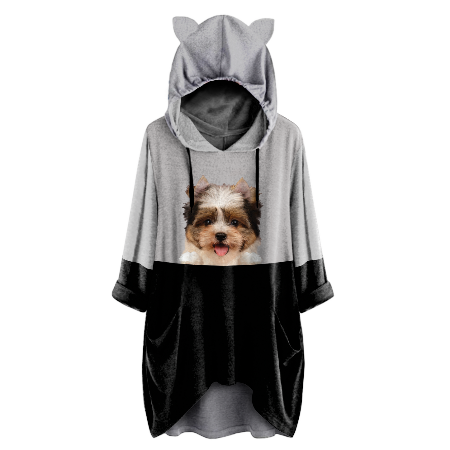 Kannst du mich jetzt sehen - Biewer Terrier Hoodie mit Ohren V2