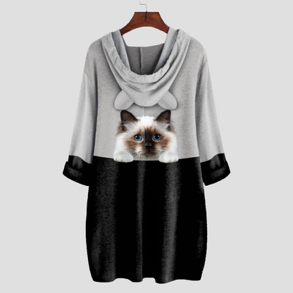 Can You See Me Now - Birman Cat Hoodie With Ears V1