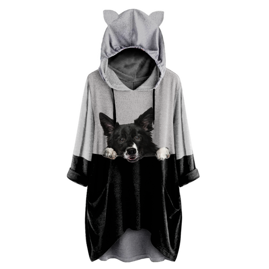 Can You See Me Now - Border Collie Hoodie With Ears V2