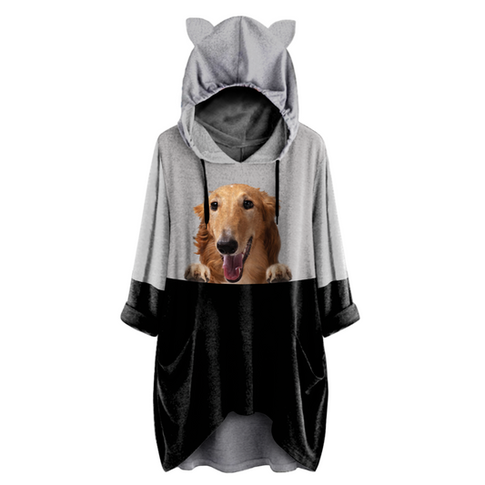Can You See Me Now - Borzoi Hoodie With Ears V1