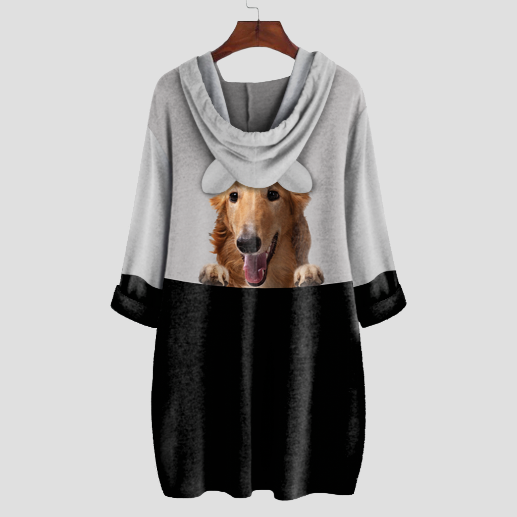 Can You See Me Now - Borzoi Hoodie With Ears V1