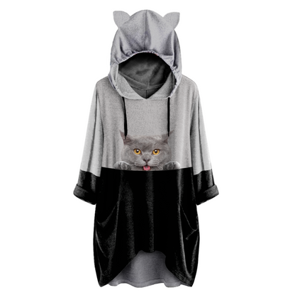 Can You See Me Now - British Shorthair Hoodie With Ears V1