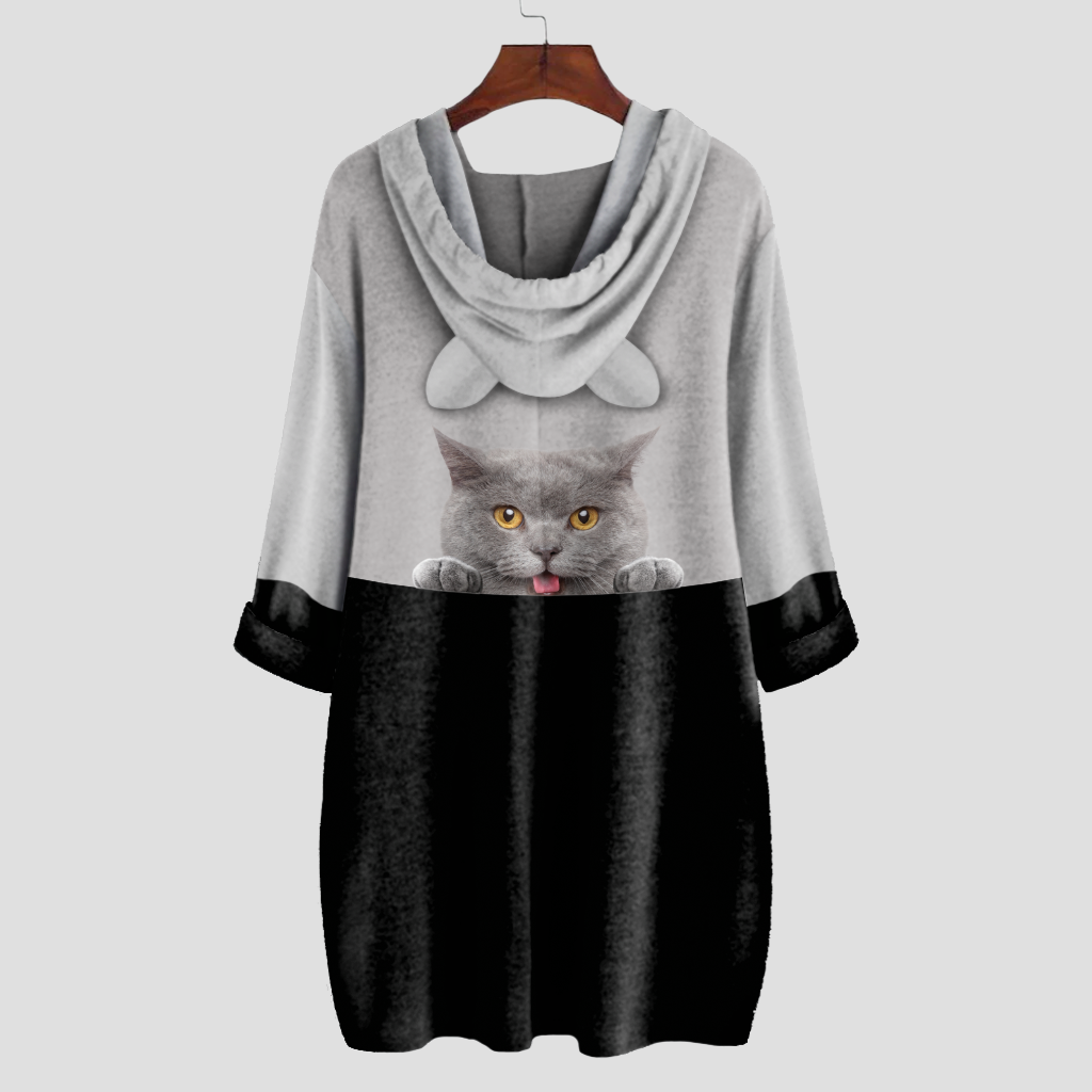 Can You See Me Now - British Shorthair Hoodie With Ears V1