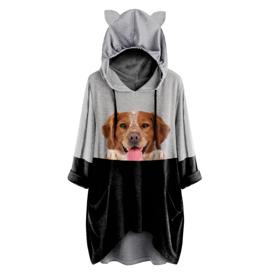 Can You See Me Now - Brittany Spaniel Hoodie With Ears V1