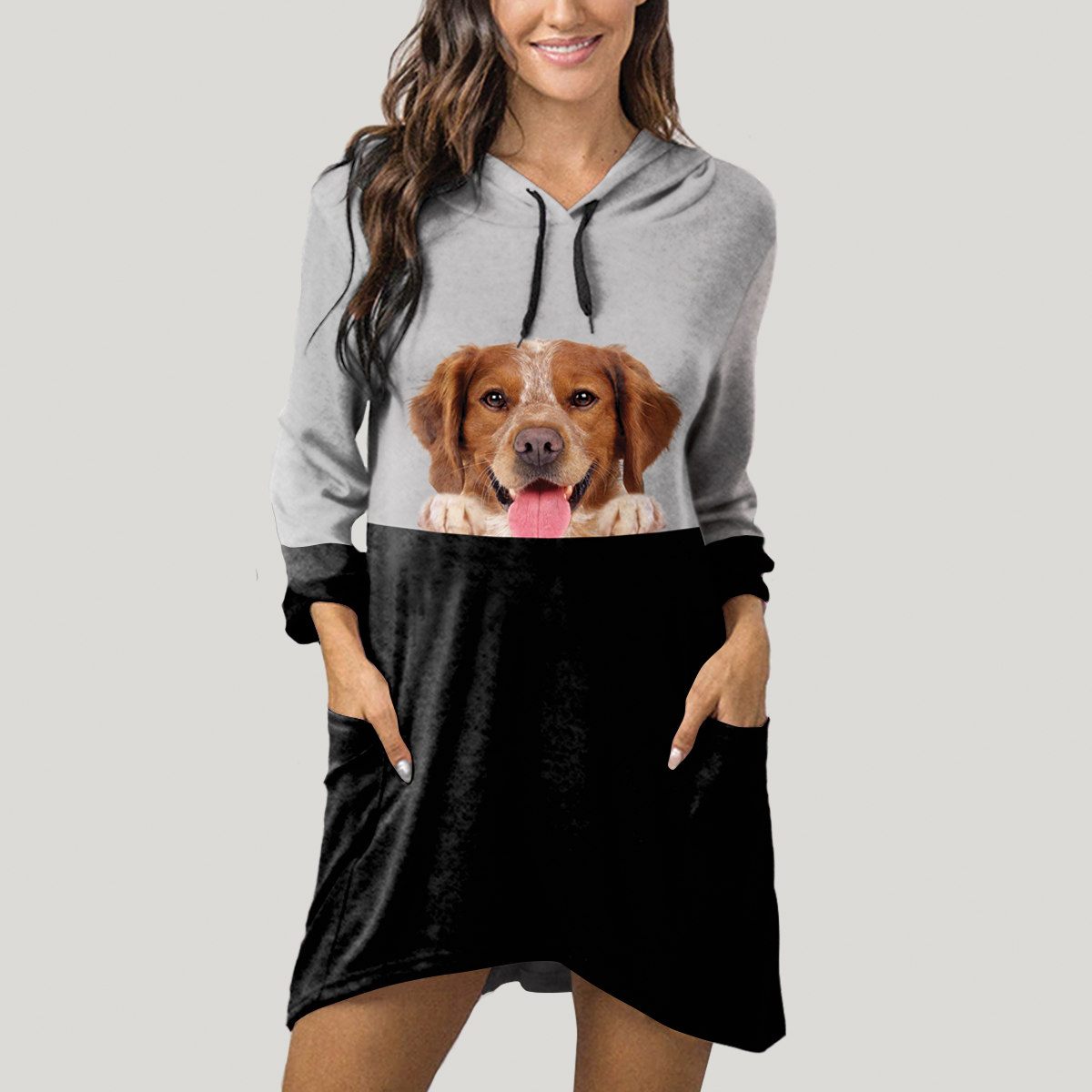 Can You See Me Now - Brittany Spaniel Hoodie With Ears V1