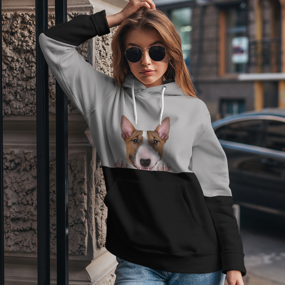 Kannst du mich sehen - Bullterrier Hoodie V1