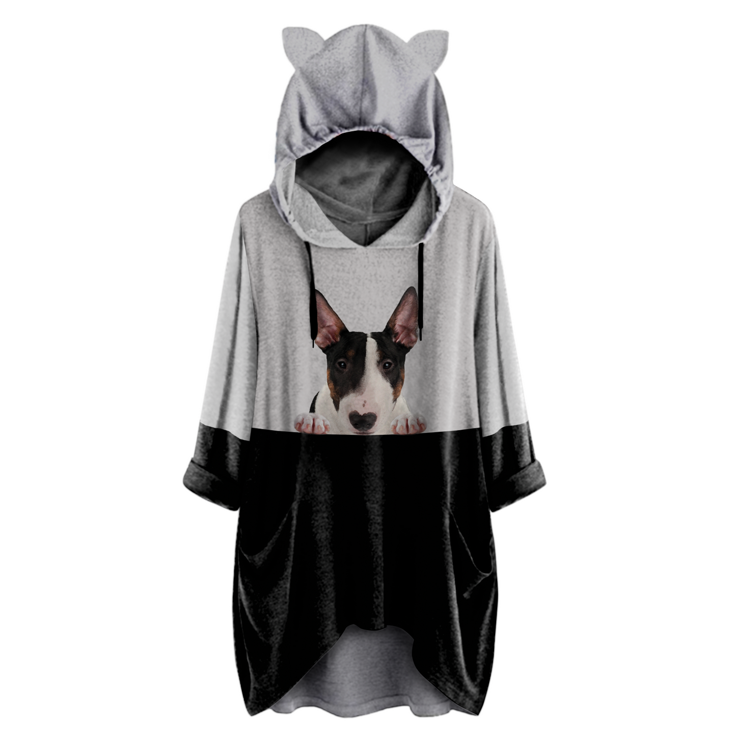 Kannst du mich jetzt sehen - Bullterrier-Hoodie mit Ohren V2