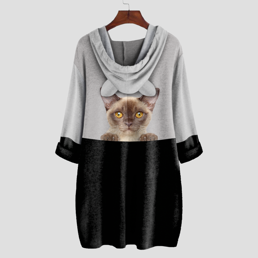 Can You See Me Now - Burmese Cat Hoodie With Ears V1