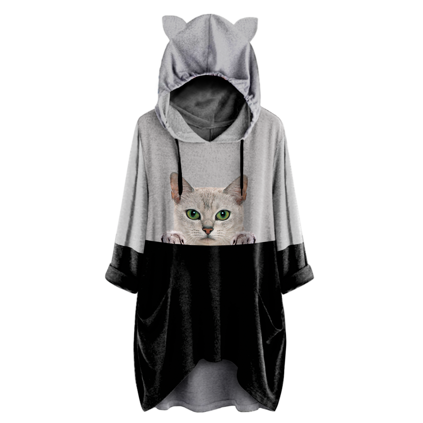 Can You See Me Now - Burmilla Cat Hoodie With Ears V1