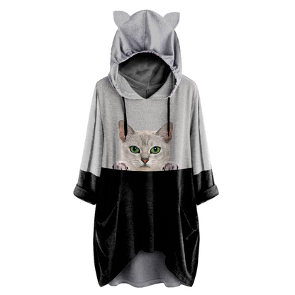 Can You See Me Now - Burmilla Cat Hoodie With Ears V1