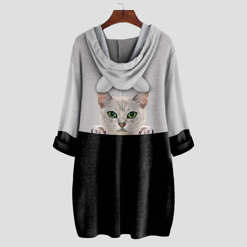 Can You See Me Now - Burmilla Cat Hoodie With Ears V1