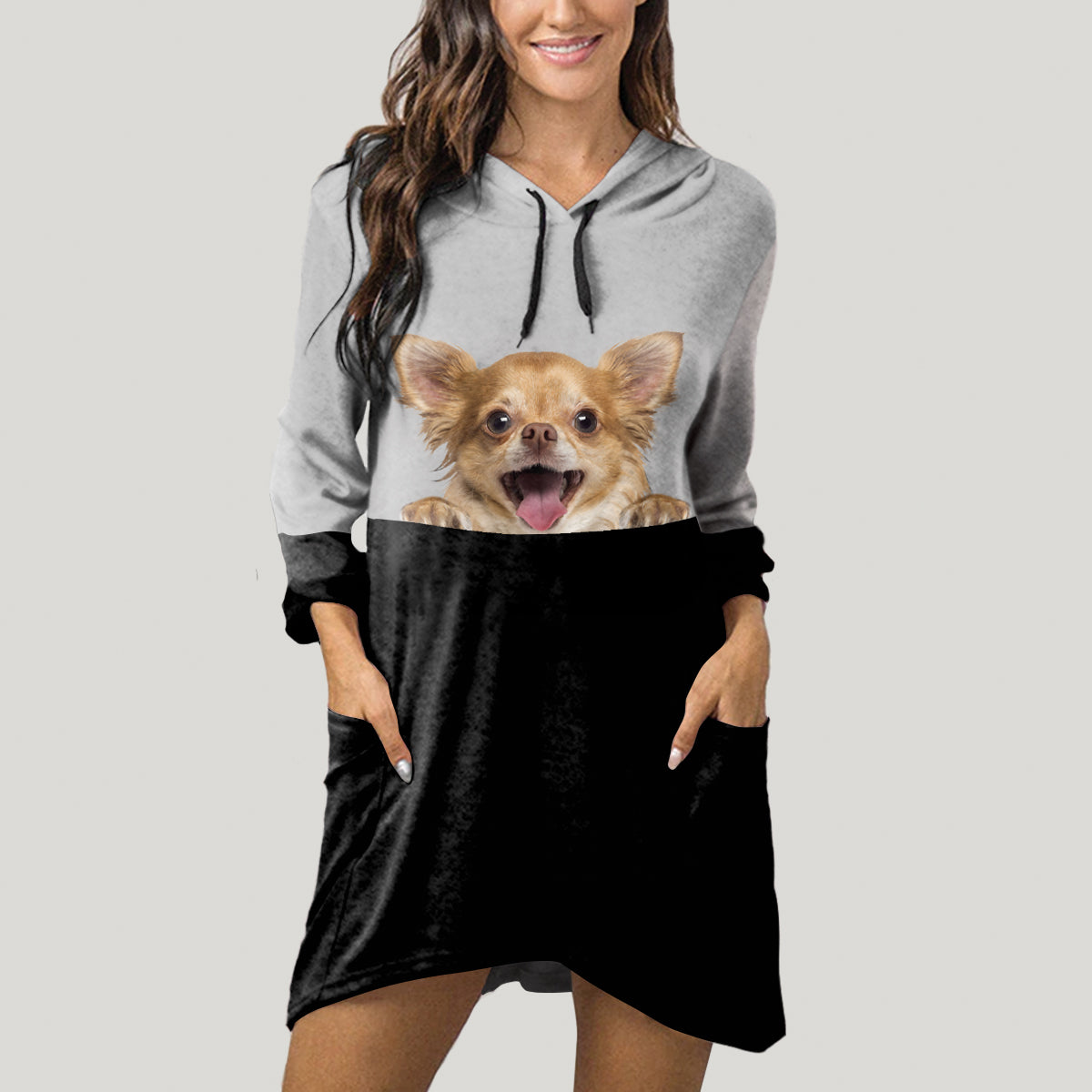 Kannst du mich jetzt sehen - Chihuahua-Hoodie mit Ohren V2