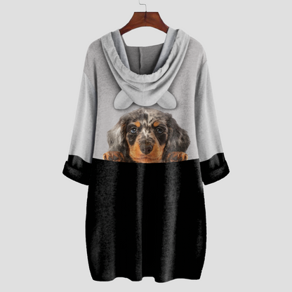 Kannst du mich jetzt sehen - Dapple Dachshund Hoodie mit Ohren V1