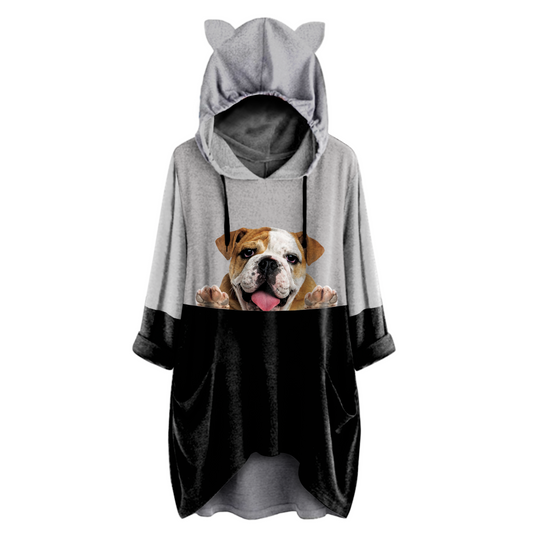 Can You See Me Now - English Bulldog Hoodie With Ears V1