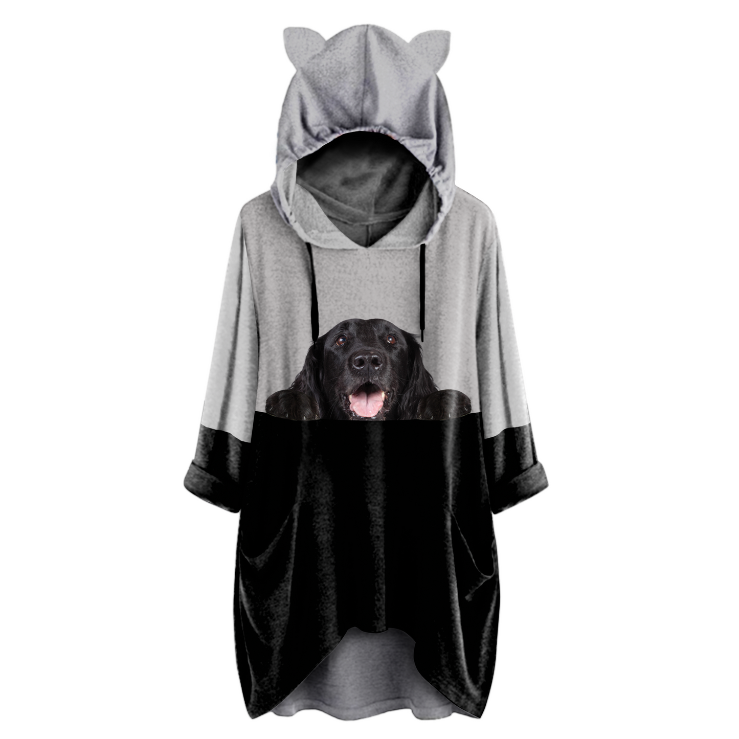 Can You See Me Now - Flat Coated Retriever Hoodie With Ears V1