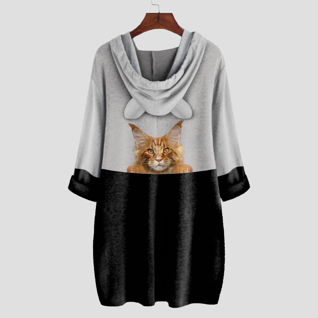Can You See Me Now - Maine Coon Cat Hoodie With Ears V1