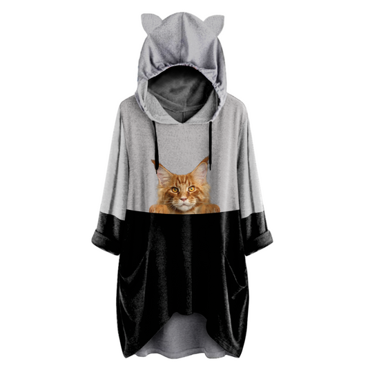 Can You See Me Now - Maine Coon Cat Hoodie With Ears V1