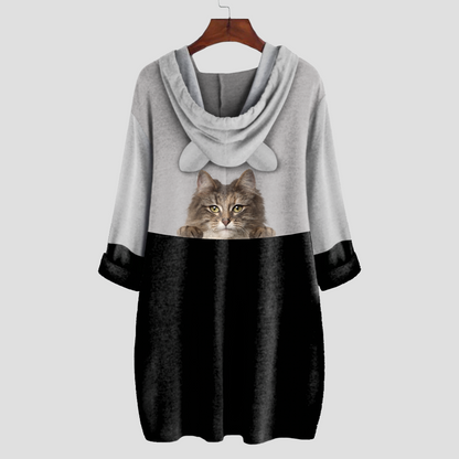 Can You See Me Now - Norwegian Forest Cat Hoodie With Ears V1