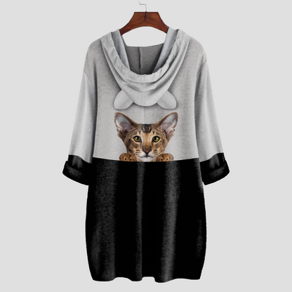 Can You See Me Now - Oriental Cat Hoodie With Ears V1