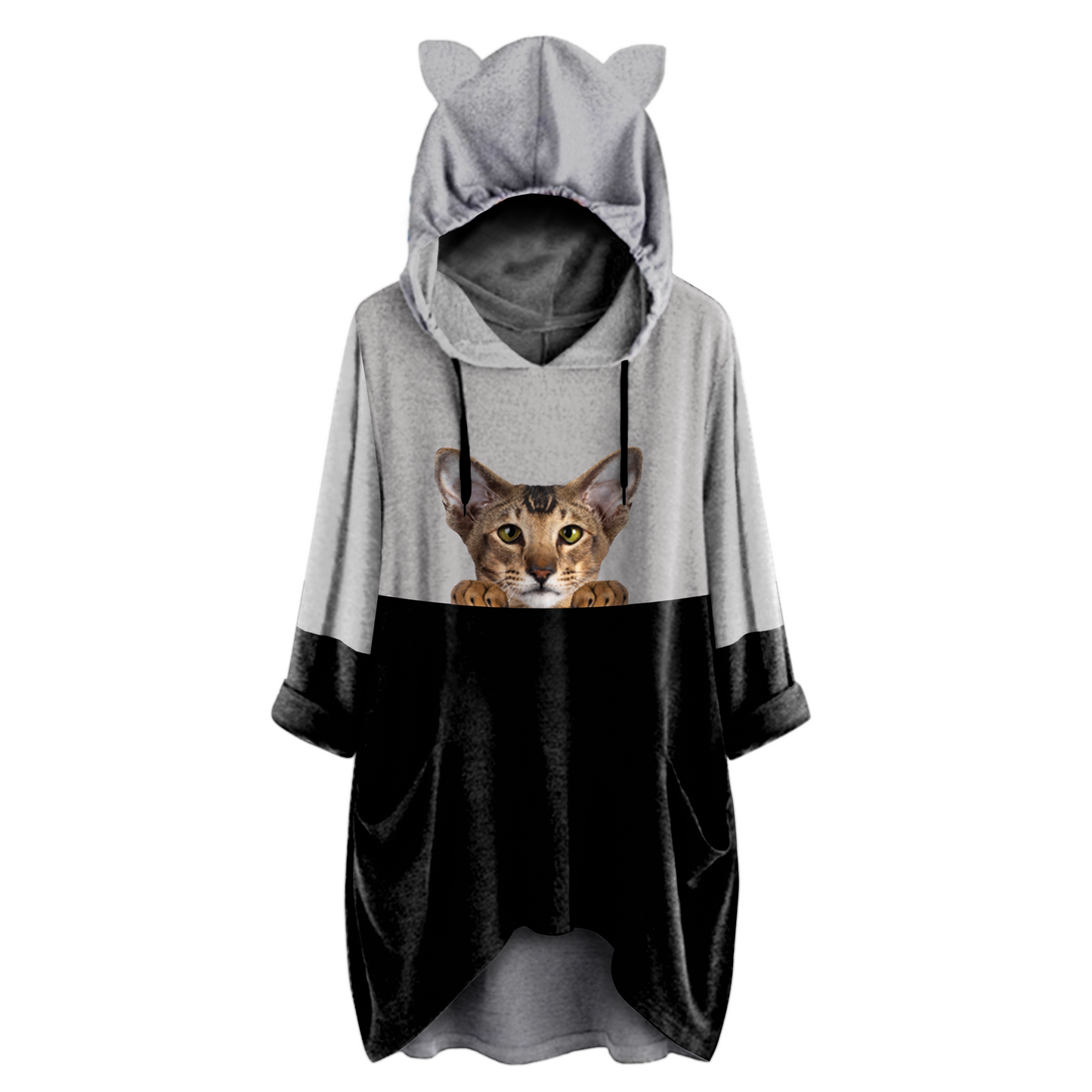 Can You See Me Now - Oriental Cat Hoodie With Ears V1